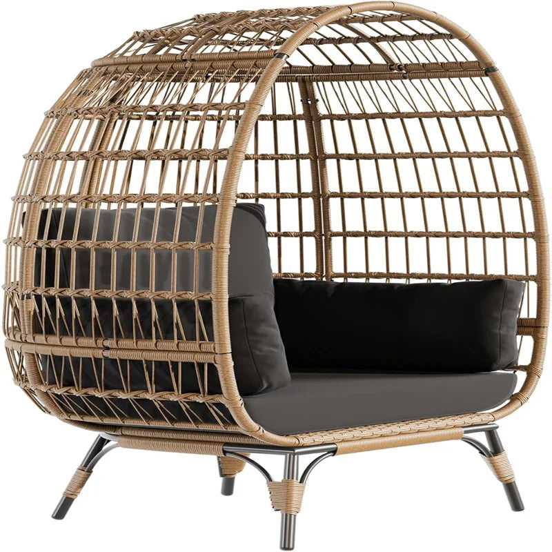 HiMISS Oversized Outdoor Egg Chair With Cushions And Steel Frame
