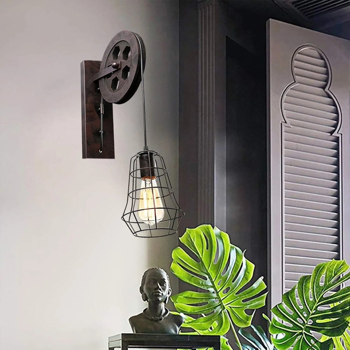 Bymaocar Industrial Wall Sconce Lights With Iron Cage Lampshade