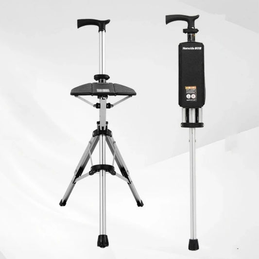 2-In-1 Portable Folding Cane And Chair For Outdoor Use