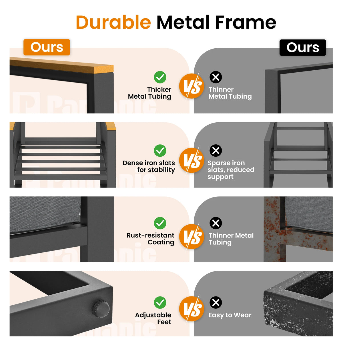Outdoor Four-Piece Patio Set With Metal Frame And Coffee Table