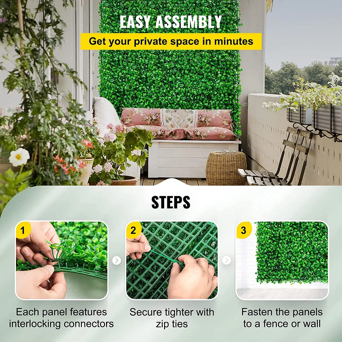 SucceBuy Artificial Boxwood Hedge Wall Panel For Home Decor