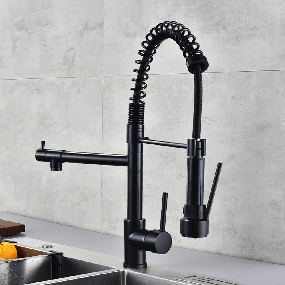 DQOK PullDown Kitchen Faucet Dual Handle Hot And Cold Water