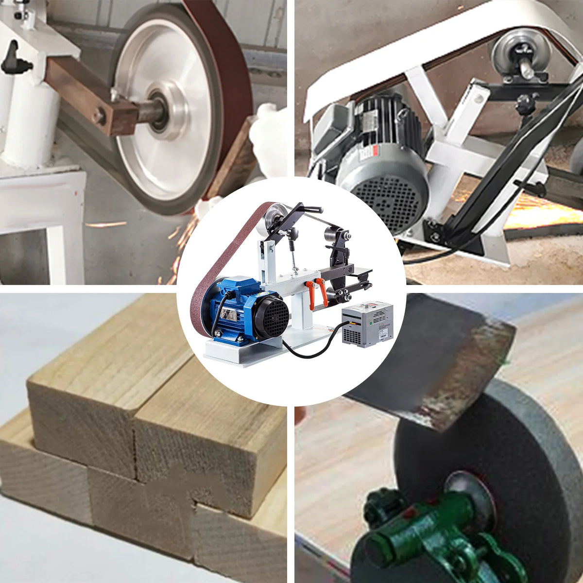 SucceBuy 1.5KW Belt Grinder With 2 Belts And Variable Speed