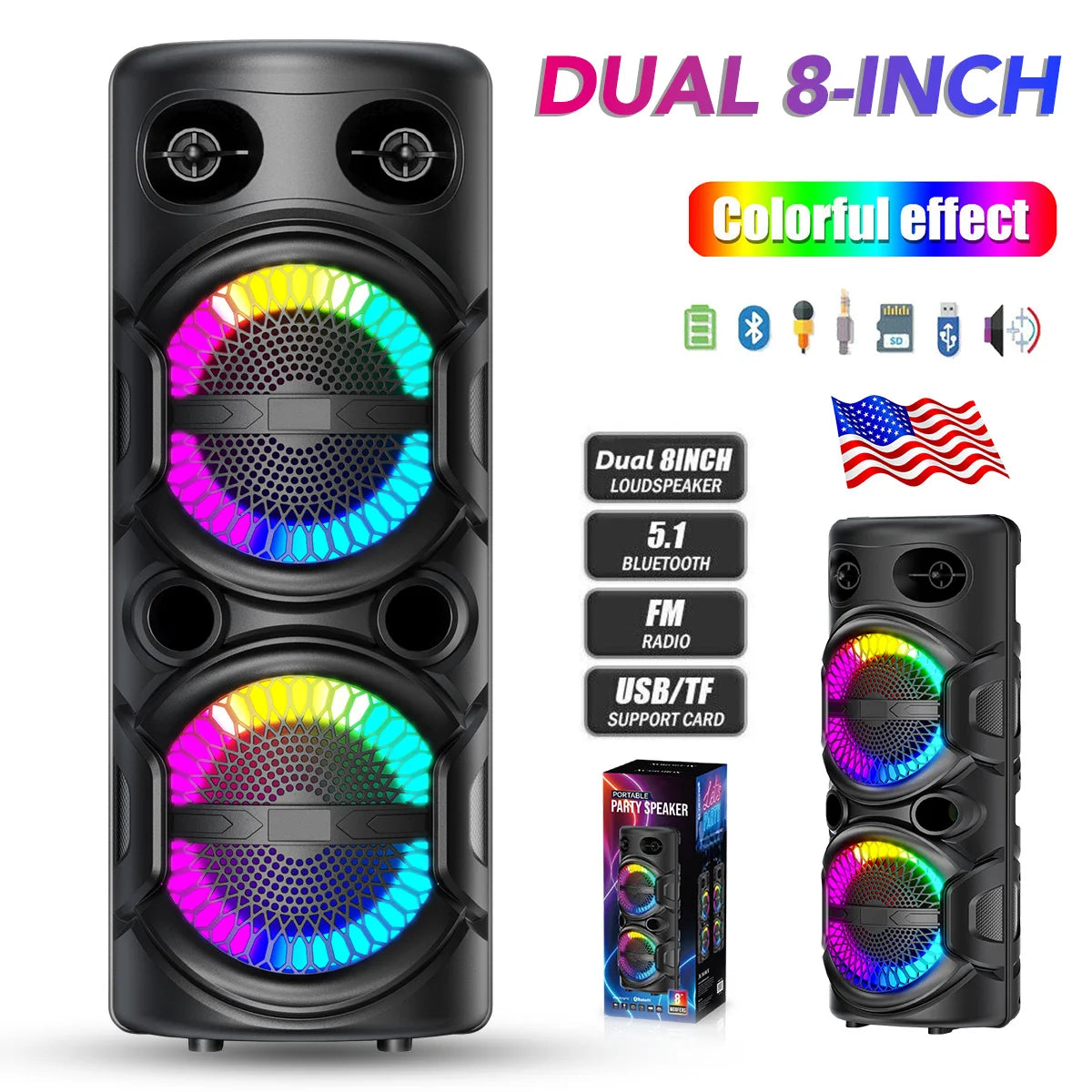 CURUK 3000W Portable Bluetooth Speaker Subwoofer Heavy Bass System