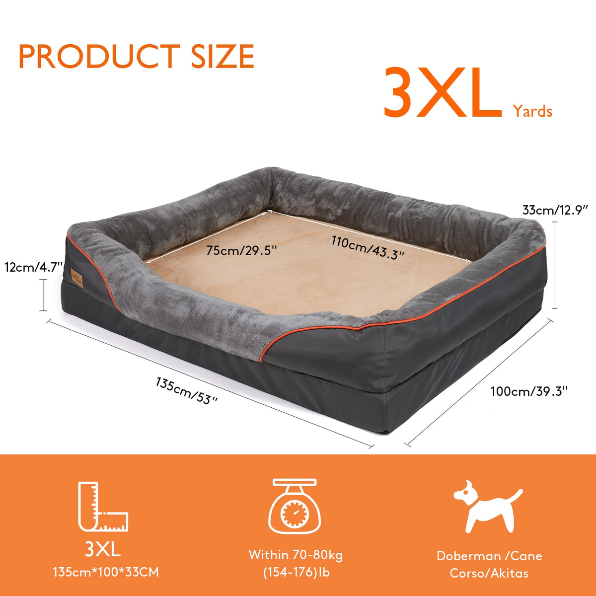 Bingopaw Anti Allergy Waterproof Dog Bed With Removable Fleece Cover