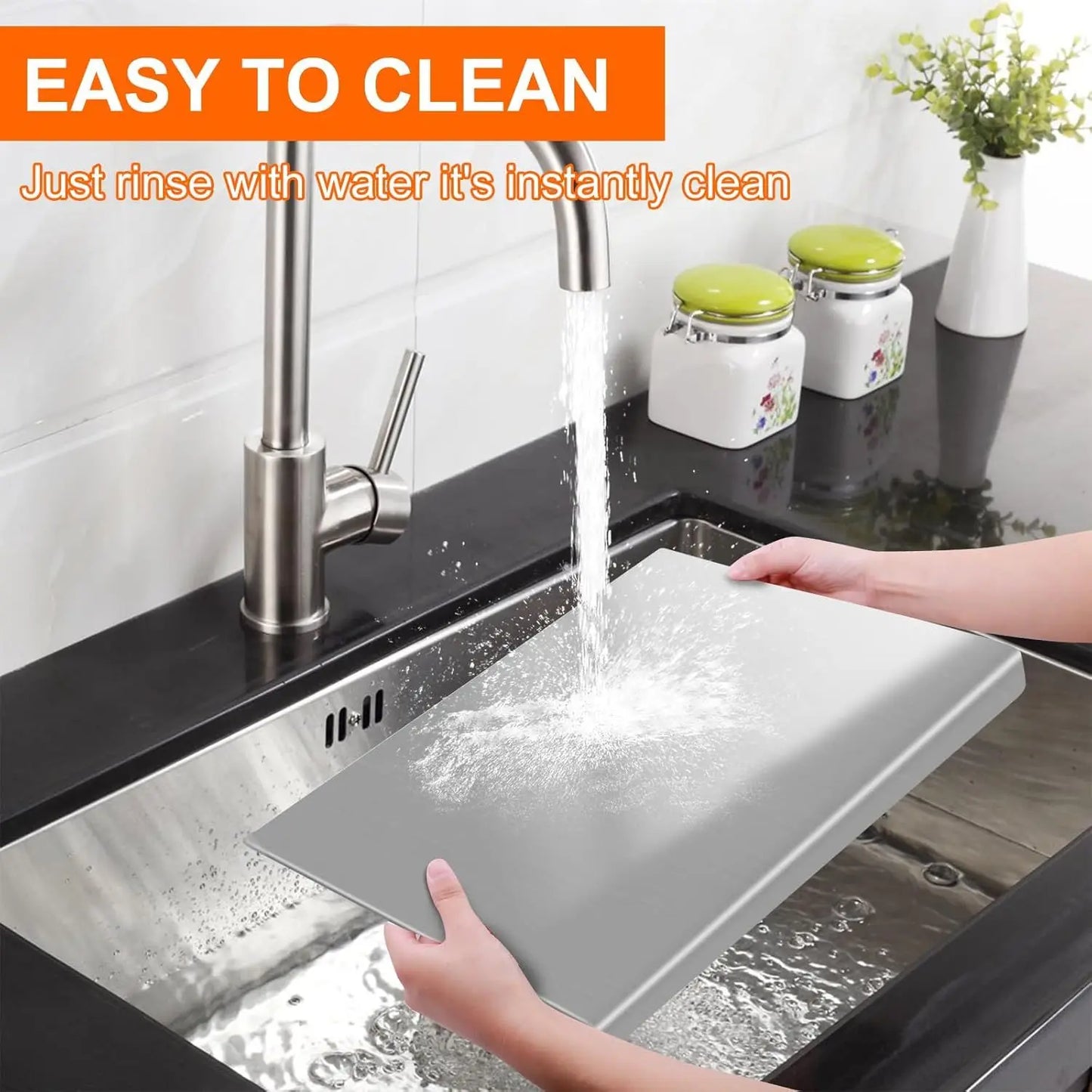 Stainless Steel Cutting Board With Lip For Over Sink Kitchen Prep