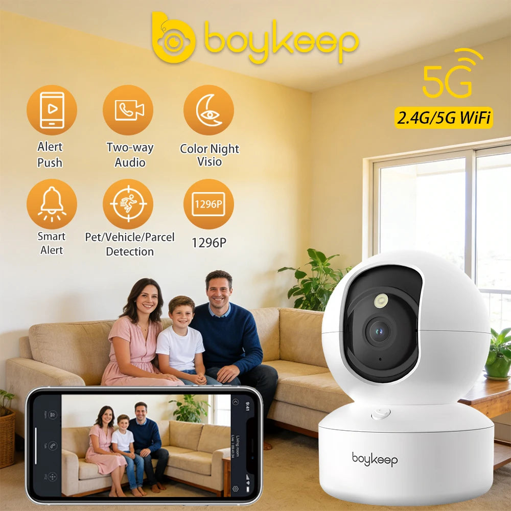BoyKeep 2K Smart WiFi Security Camera With 360 Degree PTZ