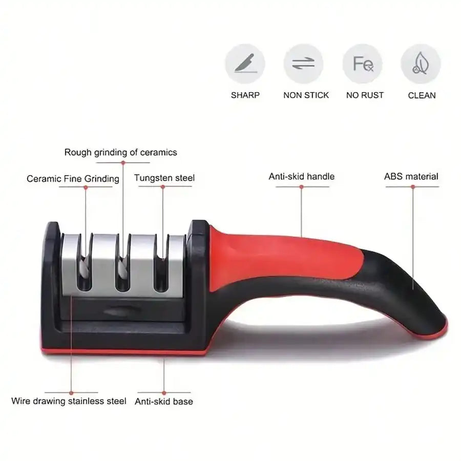 3 Stage Knife Sharpener Double Pack With Non Slip Base