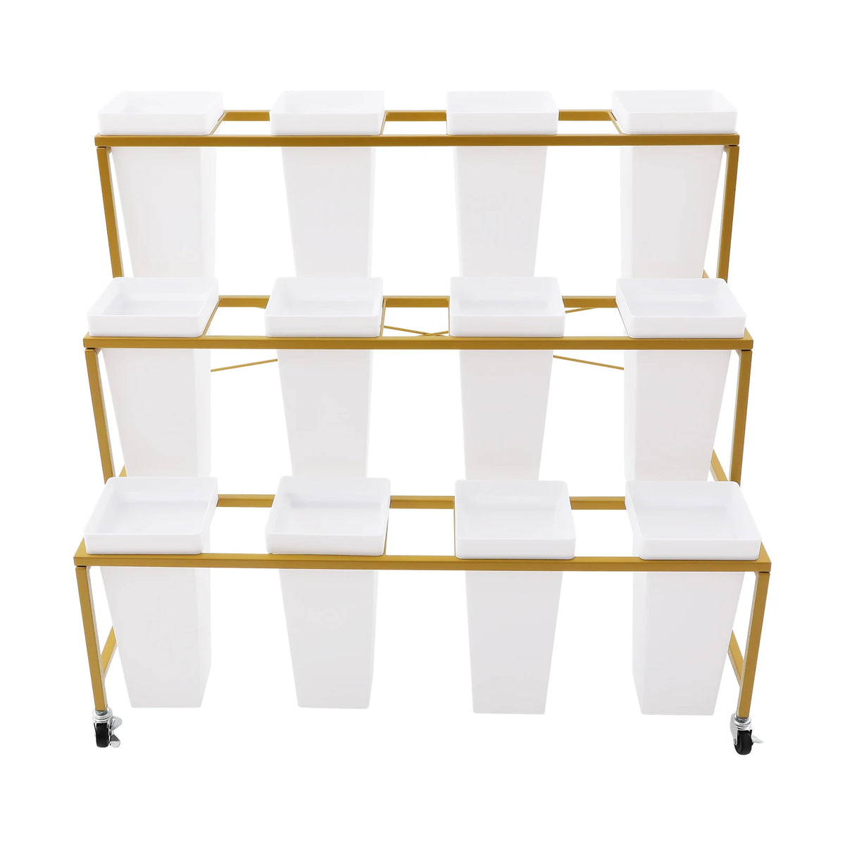 Three Tier Cold Rolled Steel Flower Display Stand With Buckets