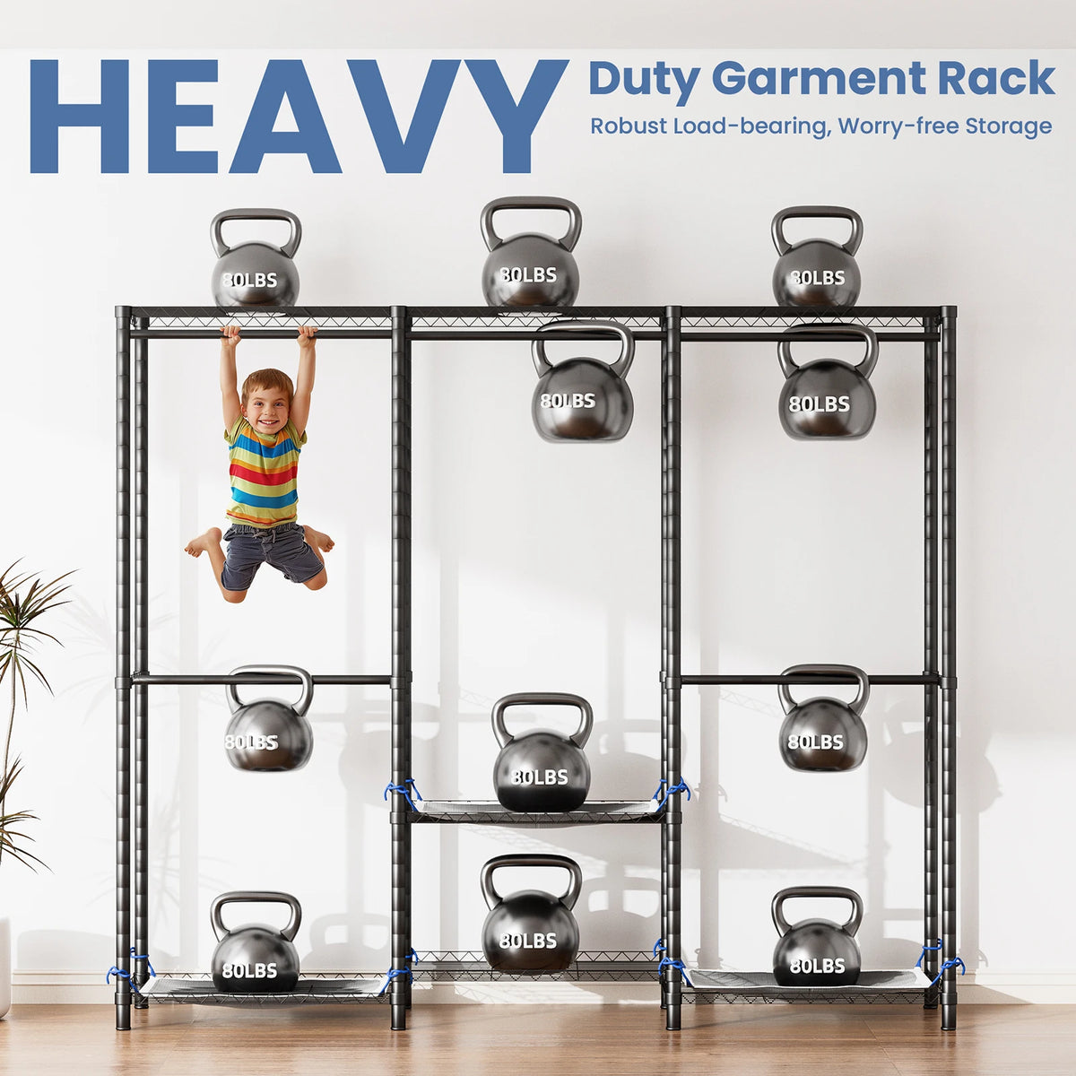 Freestanding Portable Wardrobe Clothes Rack Storage Organizer Heavy Duty 960 Lb