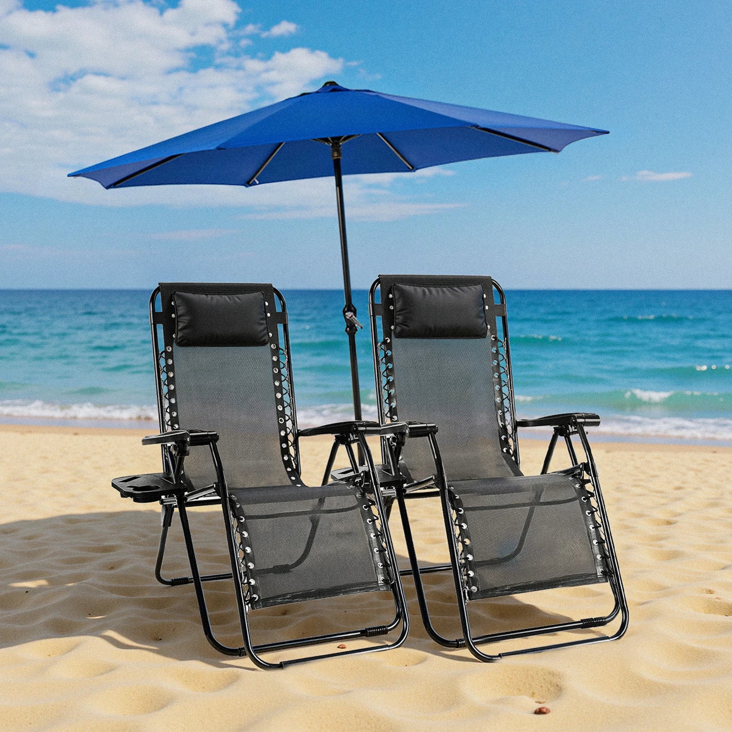 JHK Zero Gravity Portable Recliner Cup Holder Trays Outdoor Patio