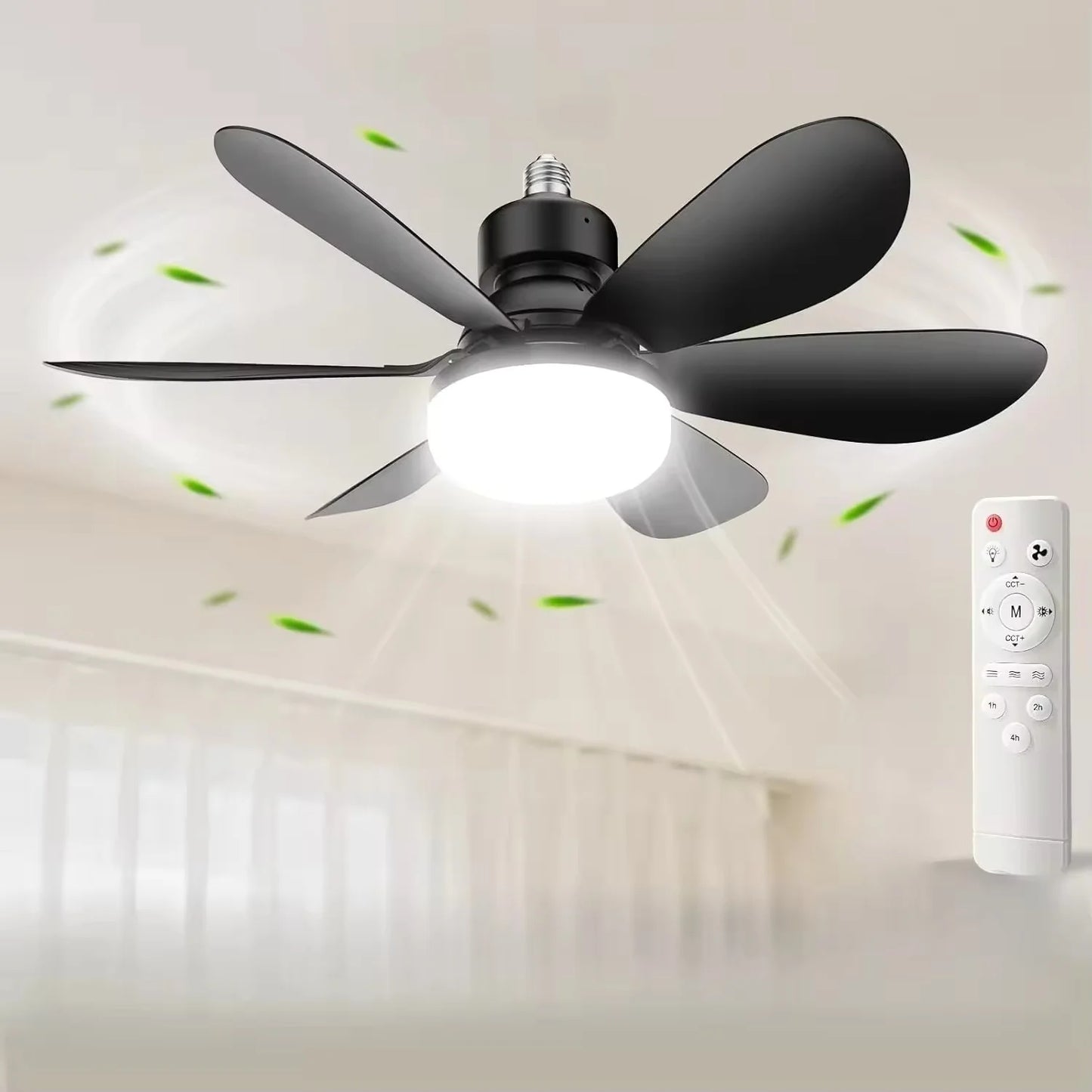Ceiling Fan With Remote Control And LED Light E27 Base