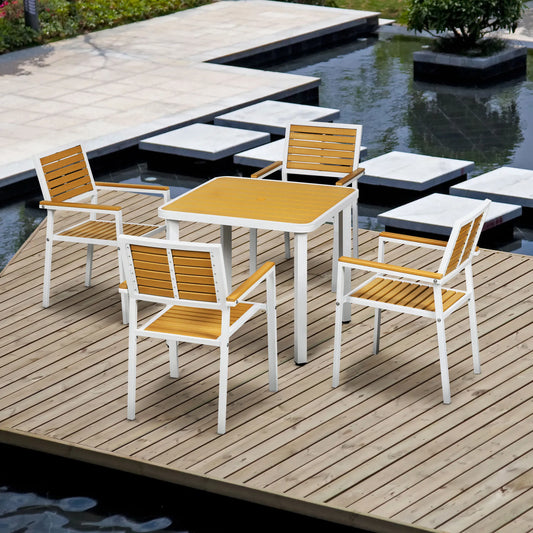Outdoor Aluminum Patio Dining Set for Four with Umbrella Hole