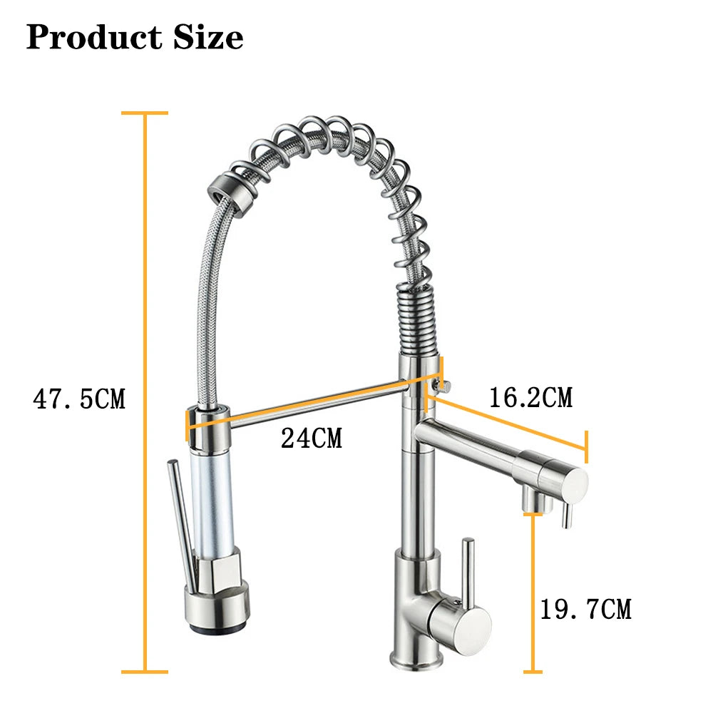 DQOK PullDown Kitchen Faucet Dual Handle Hot And Cold Water