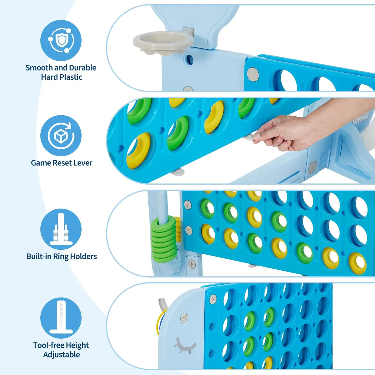 HiMISS Adjustable Four In A Row Game With Ring Toss