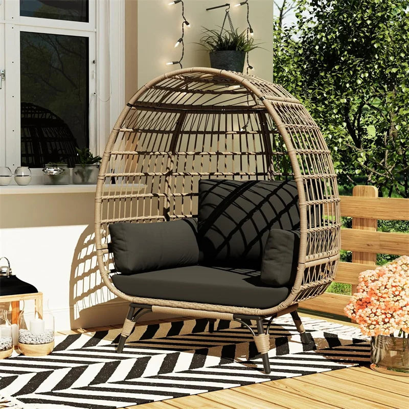 HiMISS Oversized Outdoor Egg Chair With Cushions And Steel Frame