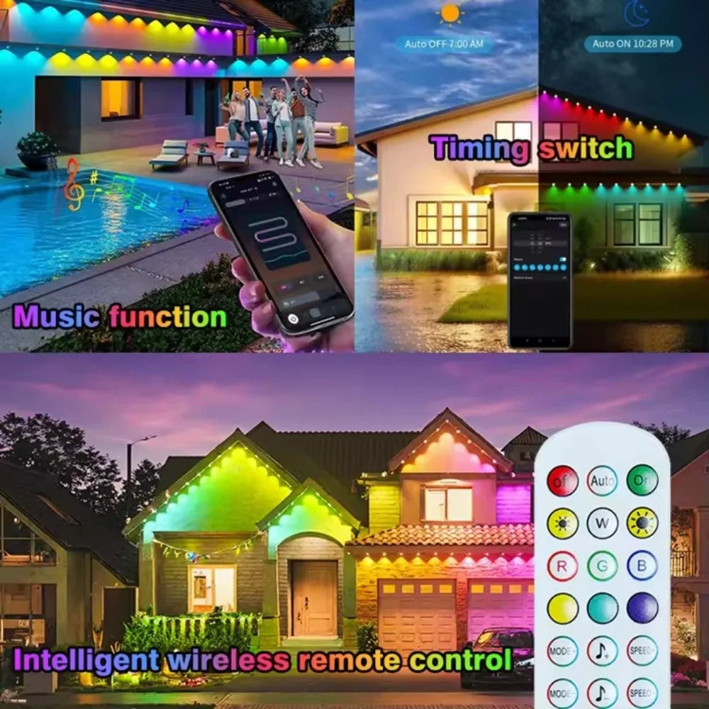 MIMIRGB Smart Outdoor LED String Lights IP67 With App Control Music Sync
