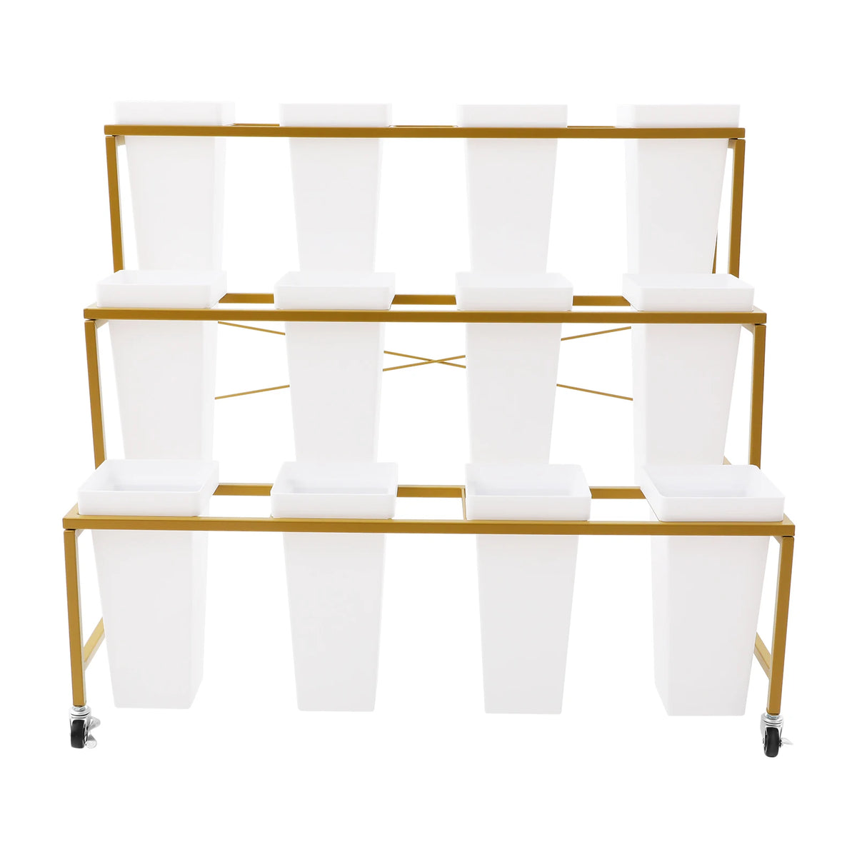 Three Tier Cold Rolled Steel Flower Display Stand With Buckets