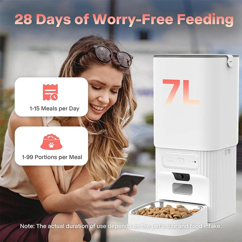Nityers Smart Automatic Pet Feeder With Camera And Dual Bowls