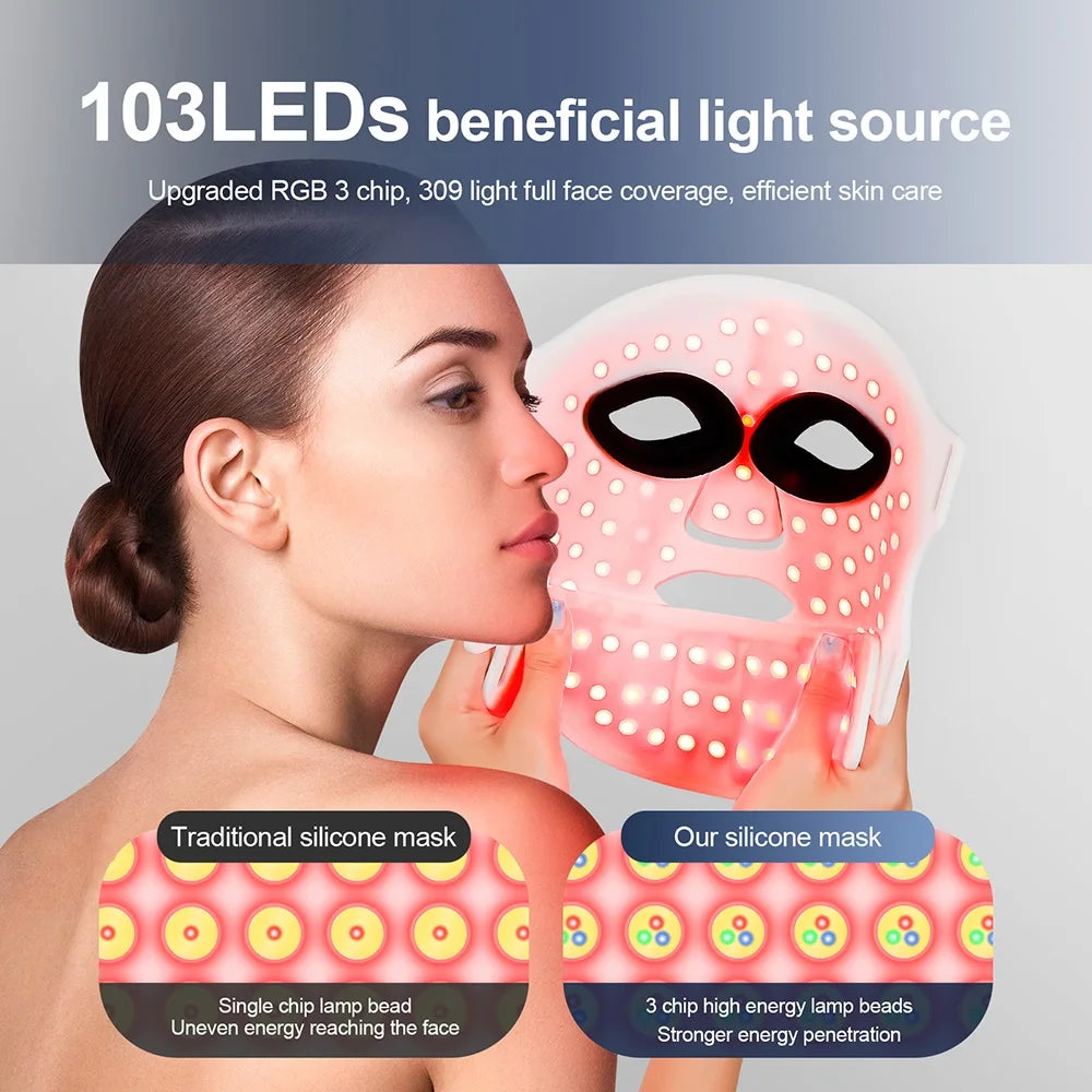 Foreverlily Silicone LED Mask For Skin Rejuvenation With Neck
