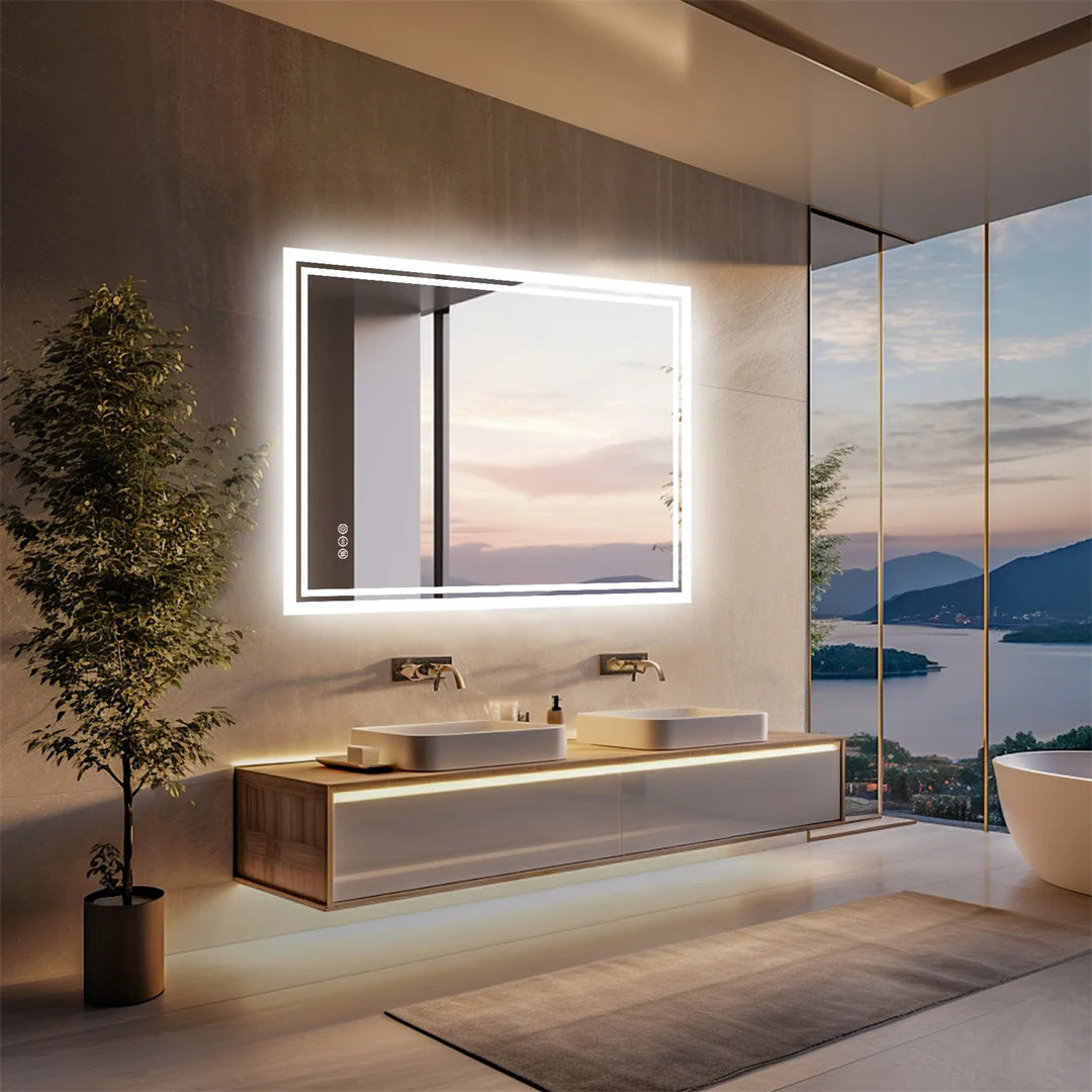 LUVODI Illuminated LED Backlit Frameless Defog Bathroom Mirror