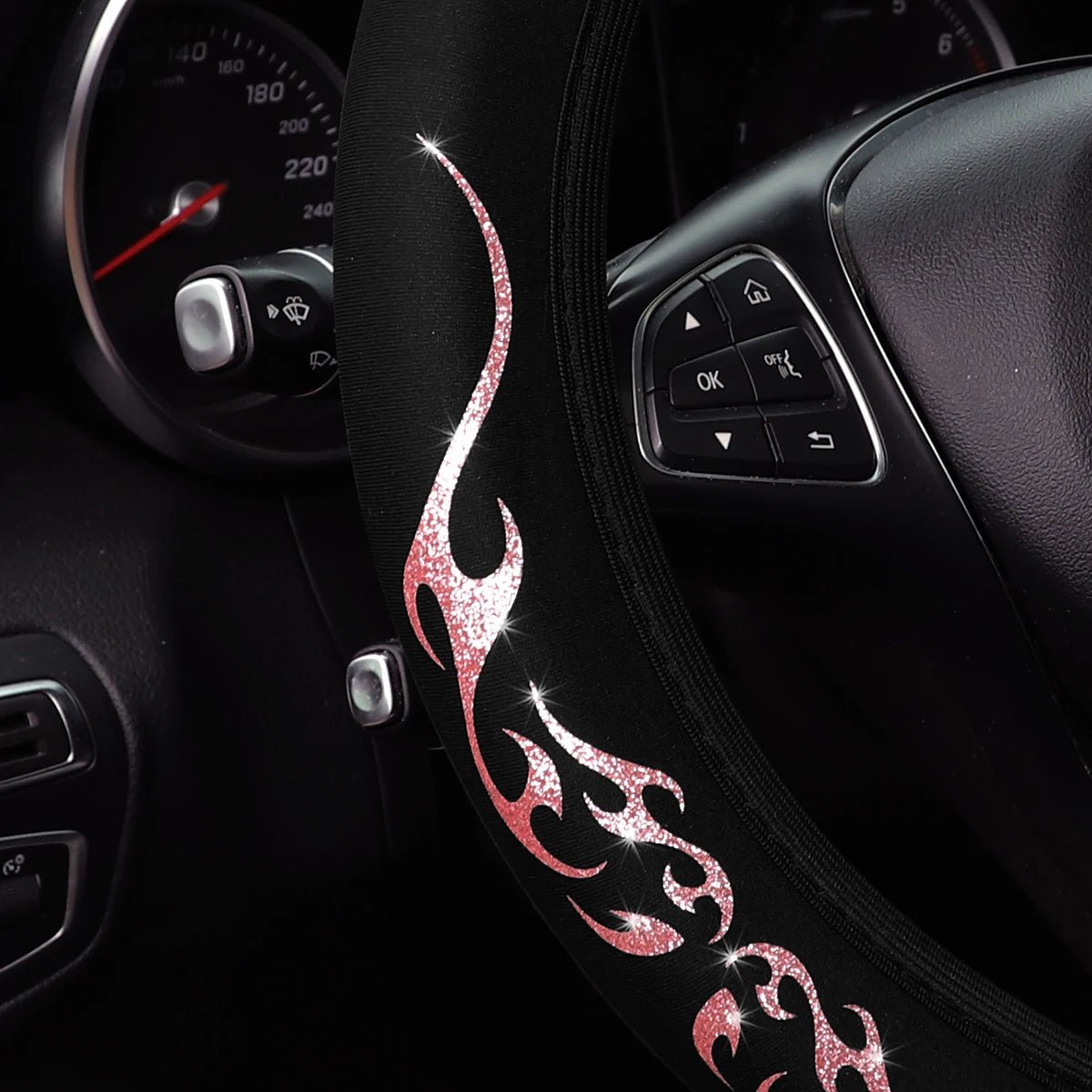 Meikaxiu Bling Flame Totem Steering Wheel Cover For Cars