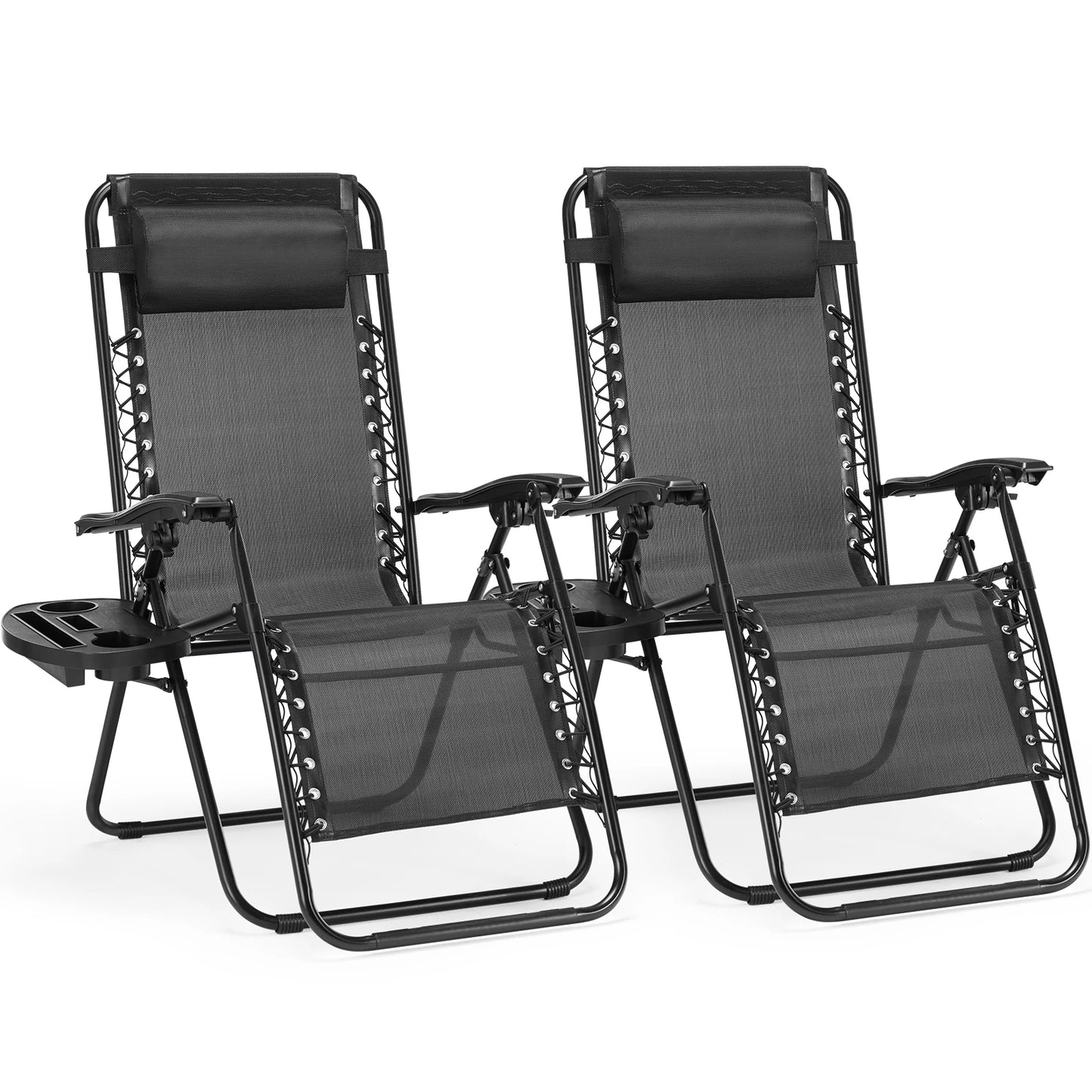 JHK Zero Gravity Portable Recliner Cup Holder Trays Outdoor Patio