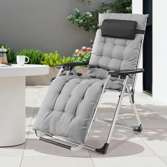 JHK Zero Gravity Folding Recliner With Cup Holder Cushion