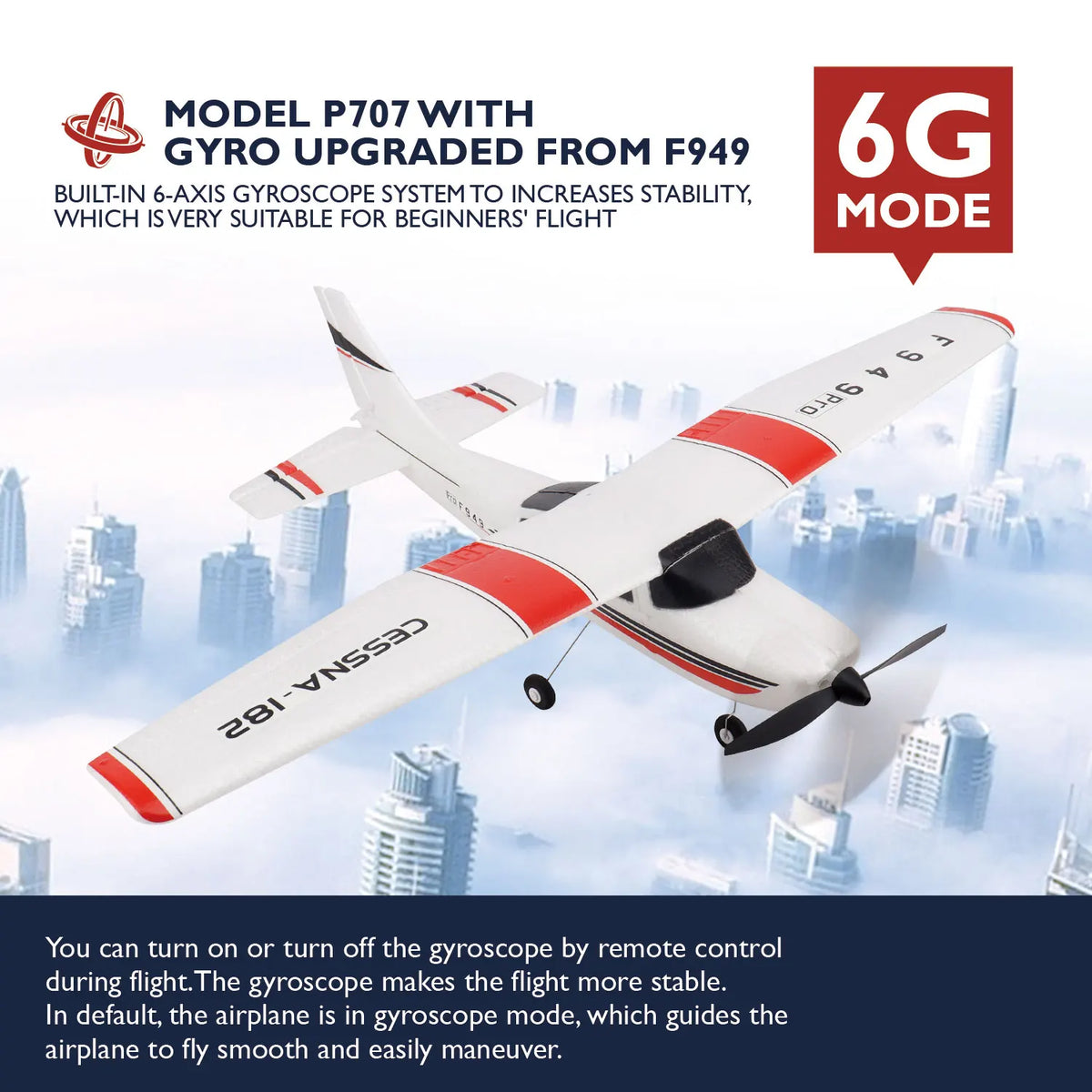 Wltoys F949 3CH RC Fixed Wing Airplane RTF With Gyroscope