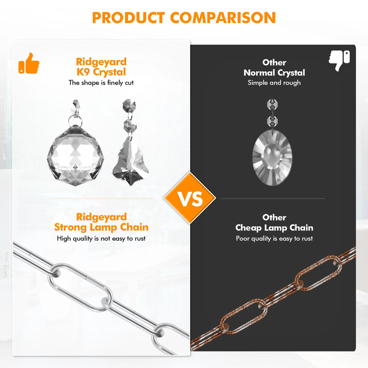 Modern K9 Crystal Chandelier With Adjustable Chain Pendant Light