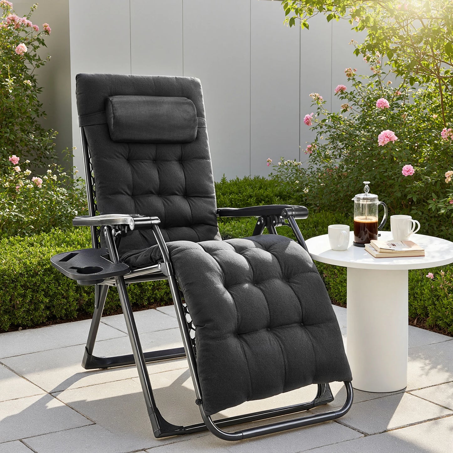 JHK Zero Gravity Portable Recliner Cup Holder Trays Outdoor Patio