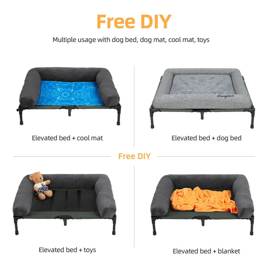 Bingopaw Elevated Pet Lounger Breathable Dog Bed Cooling Surface
