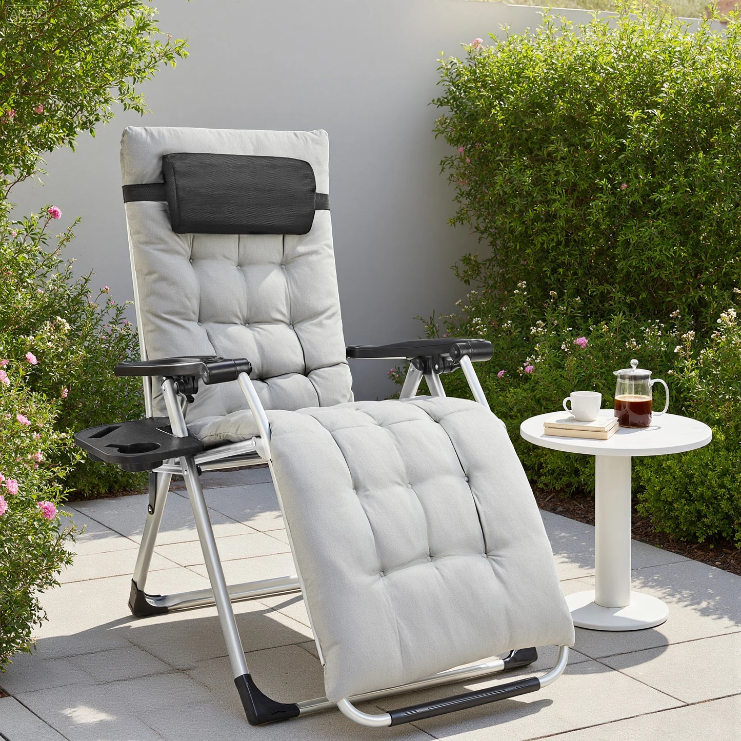 JHK Zero Gravity Portable Recliner Cup Holder Trays Outdoor Patio