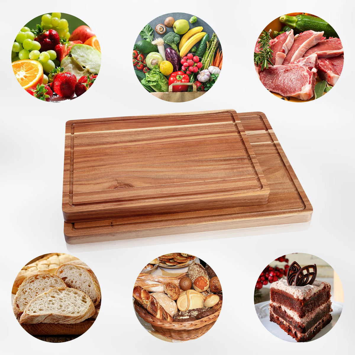Twister CK Acacia Wood Cutting Board With Side Handles