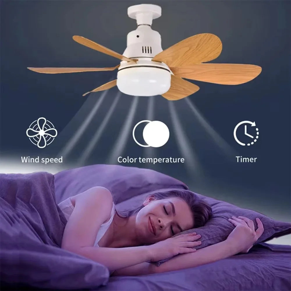 Ceiling Fan With Remote Control And LED Light E27 Base