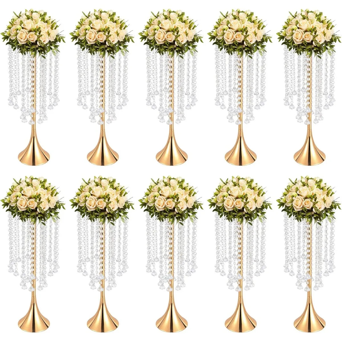 Bymaocar Crystal Flower Stand Iron Centerpiece Holder