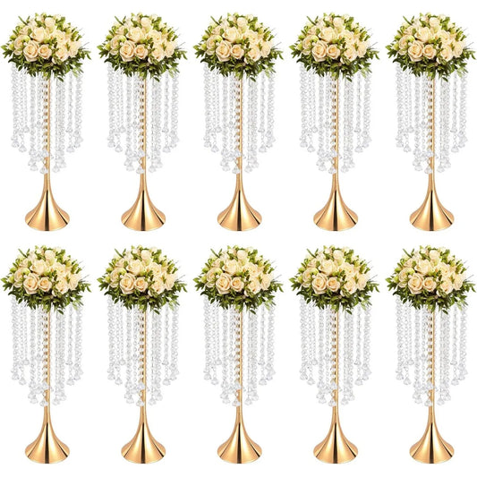 Bymaocar Crystal Flower Stand Iron Centerpiece Holder