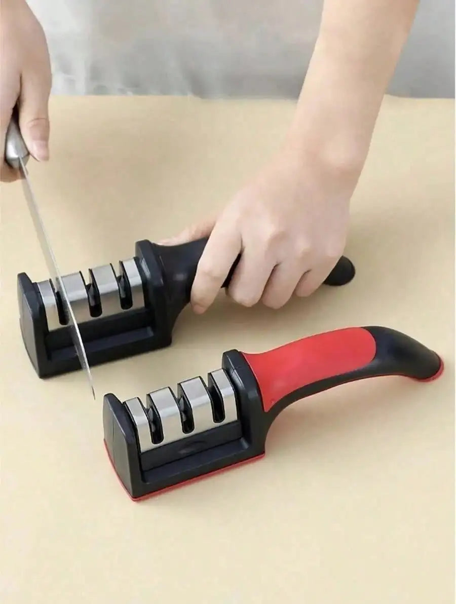 3 Stage Knife Sharpener Double Pack With Non Slip Base