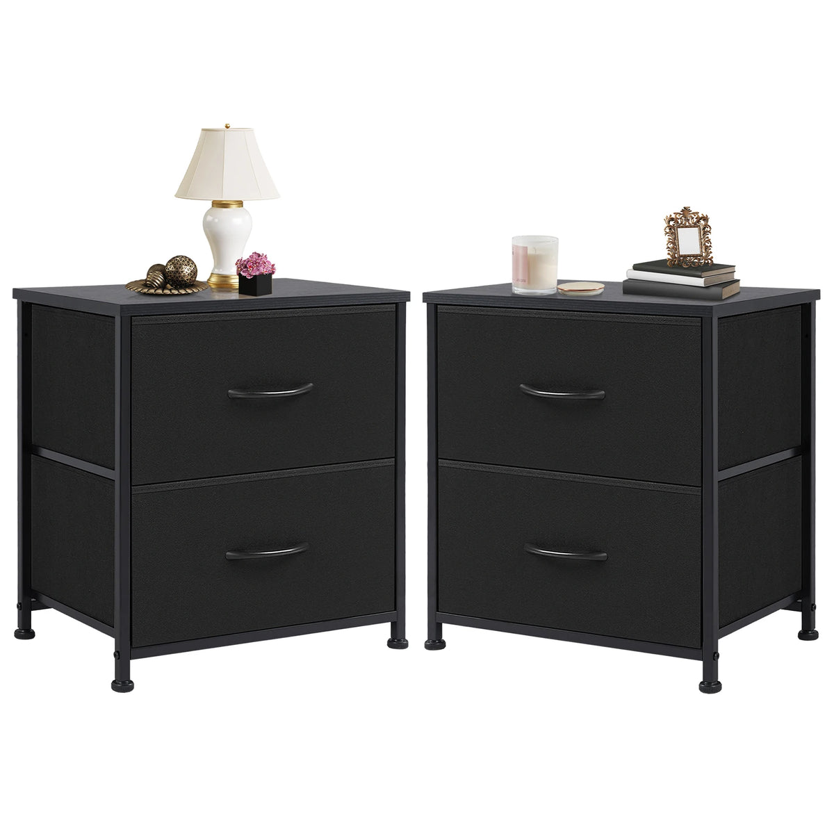 JHK Nightstand Bedside Table With Storage Drawers Furniture