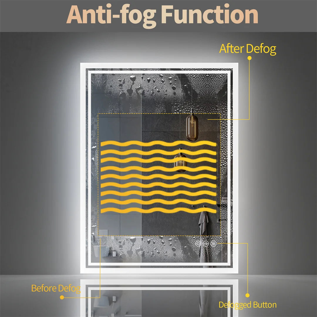 LUVODI Illuminated LED Backlit Frameless Defog Bathroom Mirror
