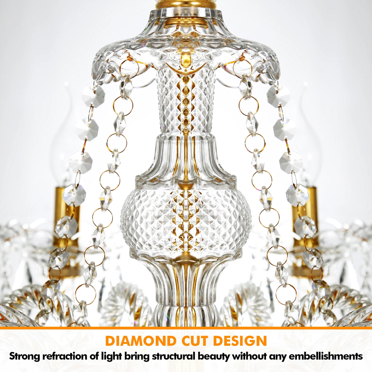 Modern K9 Crystal Chandelier With Adjustable Chain Pendant Light