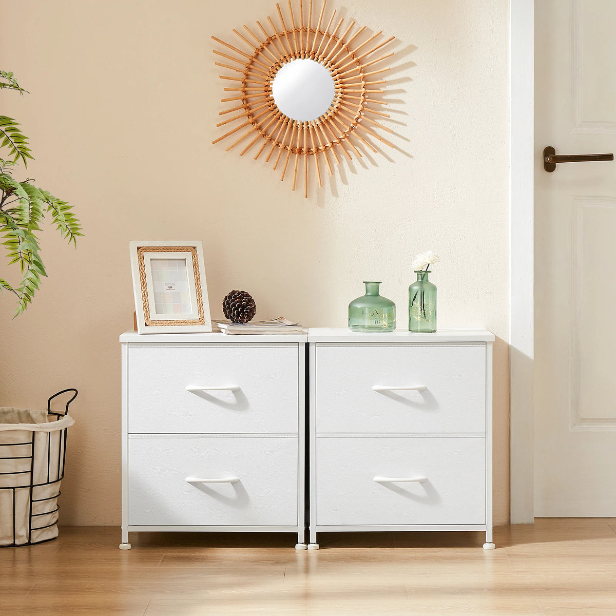 JHK Nightstand Bedside Table With Storage Drawers Furniture