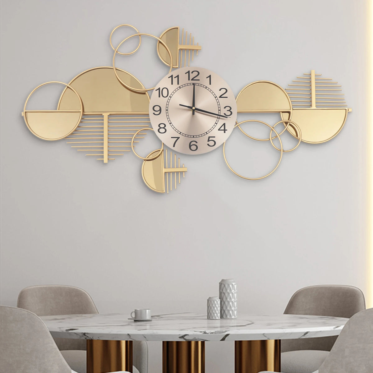 Modern Geometric Wall Clock With Silent Quartz Movement