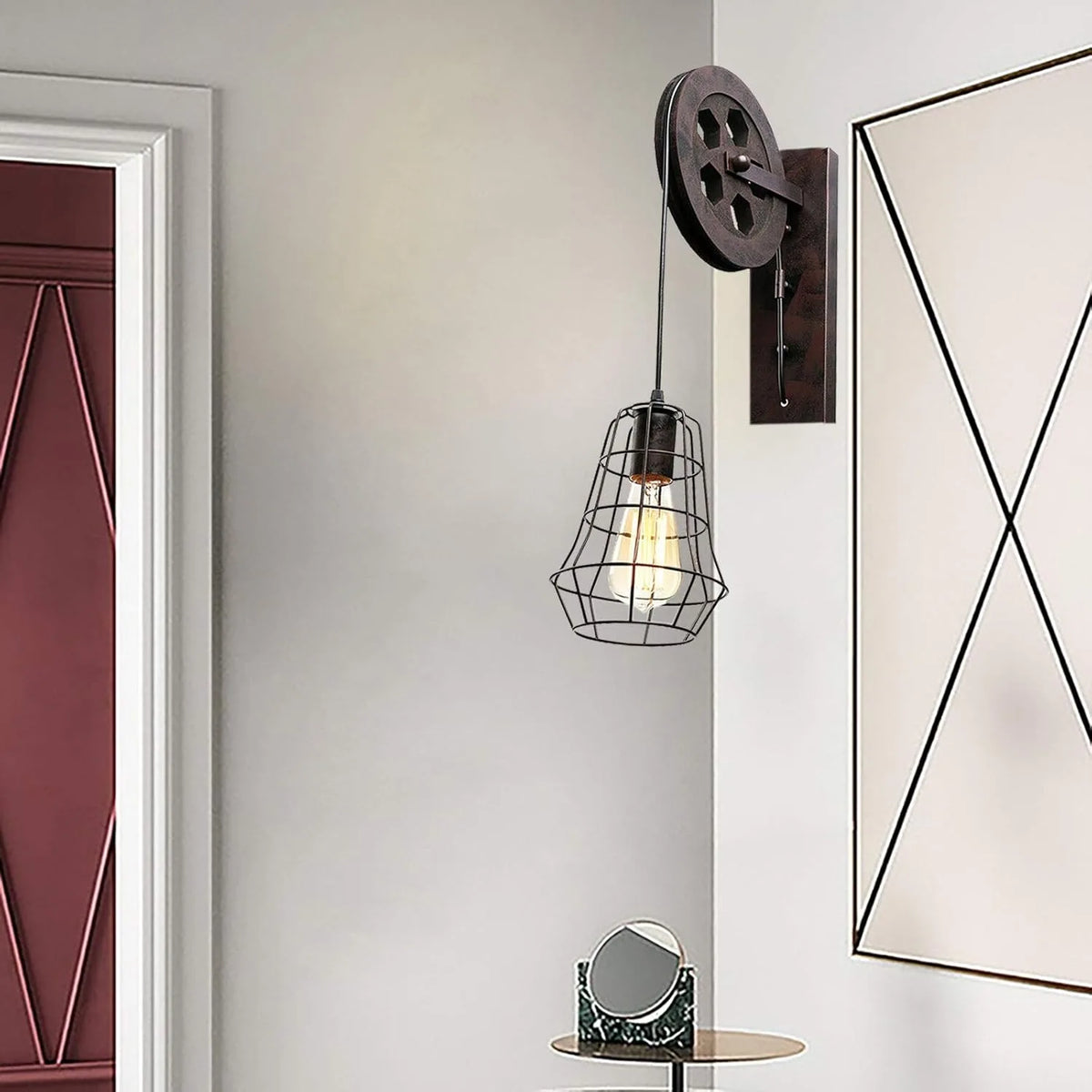 Bymaocar Industrial Wall Sconce Lights With Iron Cage Lampshade