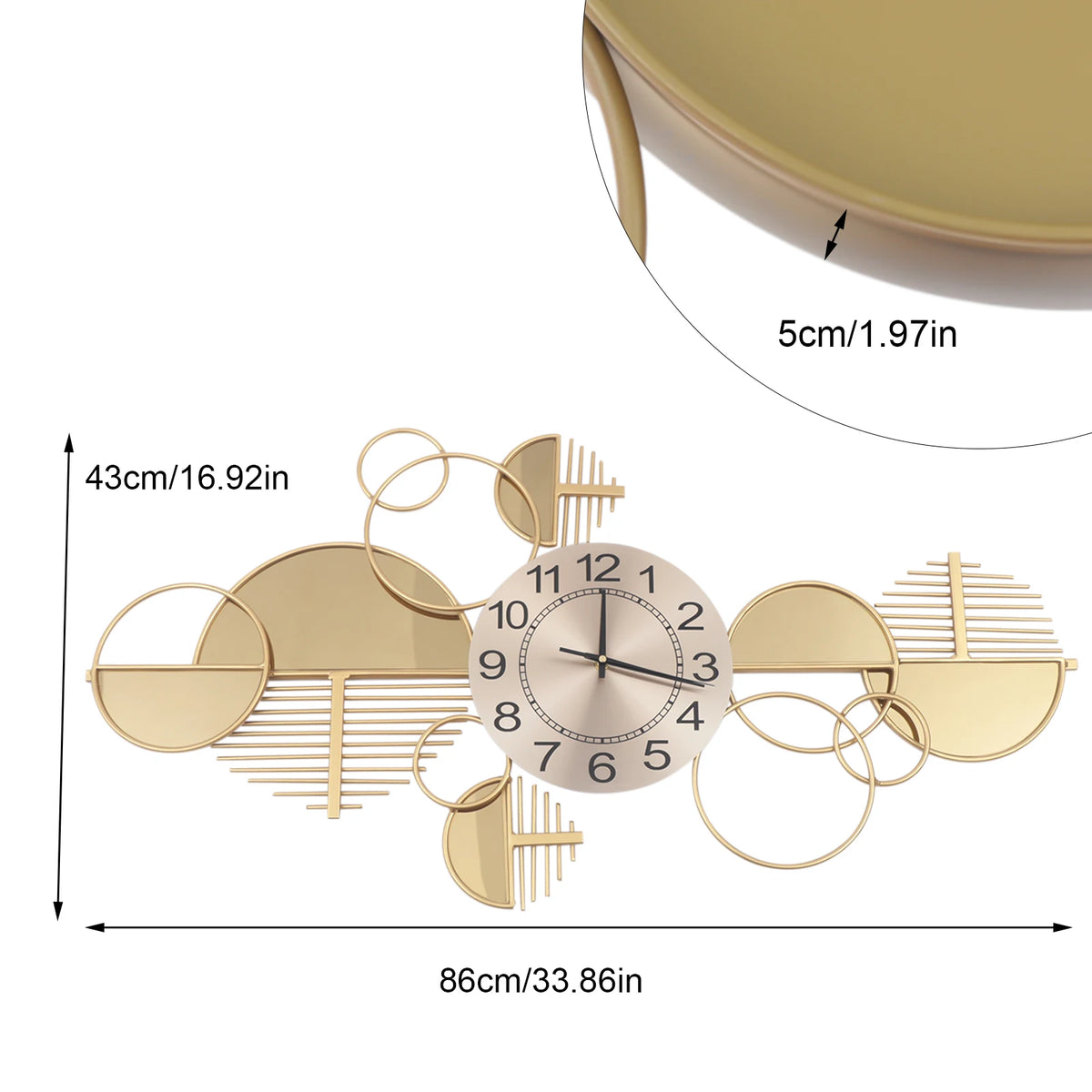 Modern Geometric Wall Clock With Silent Quartz Movement