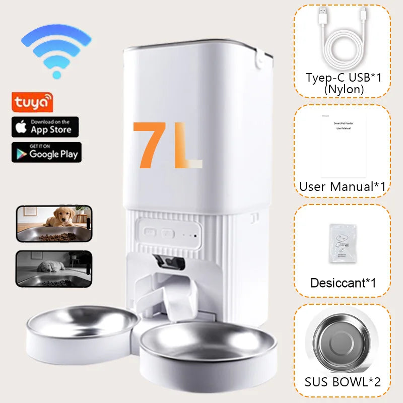 Nityers Smart Automatic Pet Feeder With Camera And Dual Bowls