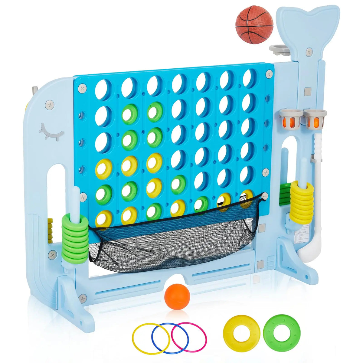 HiMISS Adjustable Four In A Row Game With Ring Toss