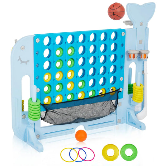 HiMISS Adjustable Four In A Row Game With Ring Toss