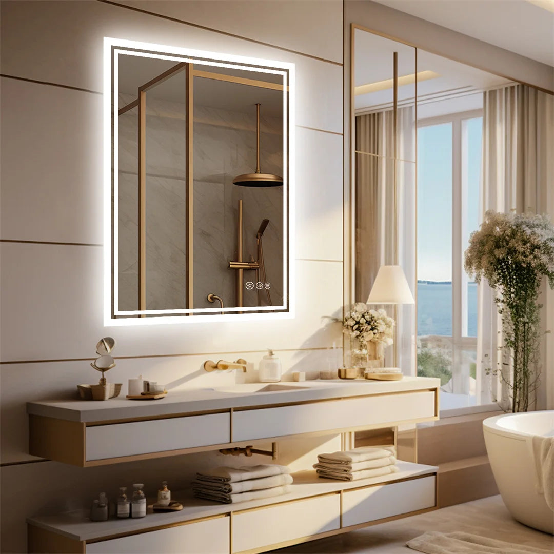 LUVODI Illuminated LED Backlit Frameless Defog Bathroom Mirror