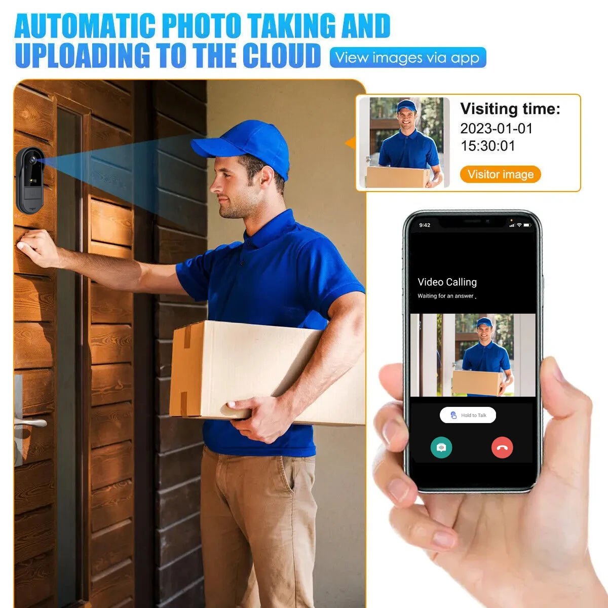 XBIBI WiFi Doorbell 1080P Two Way Audio Waterproof Storage